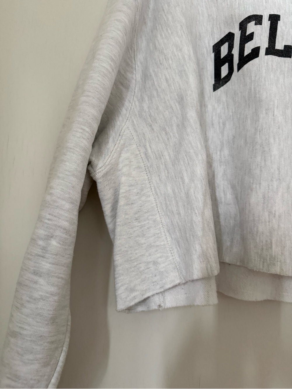 Cropped Belmont Champion Reverse Weave Sweatshirt - Light Heather Gray - Picture 4 of 6